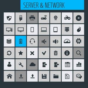 计算机和服务器网络的流行图标,矢量图照片